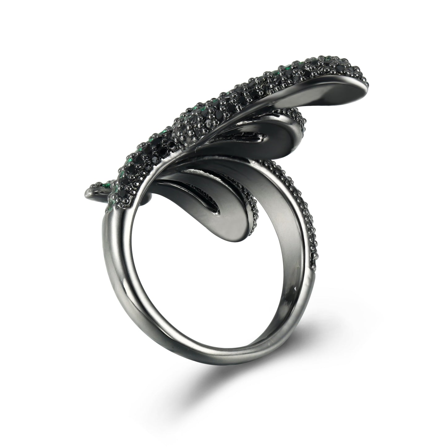 18K/White Gold Iced Snake Ring Tripodjewelry
