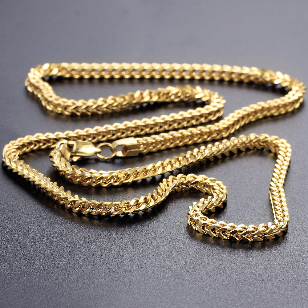 3MM 18K Gold Plated Stainless Steel  Franco Chain Necklace