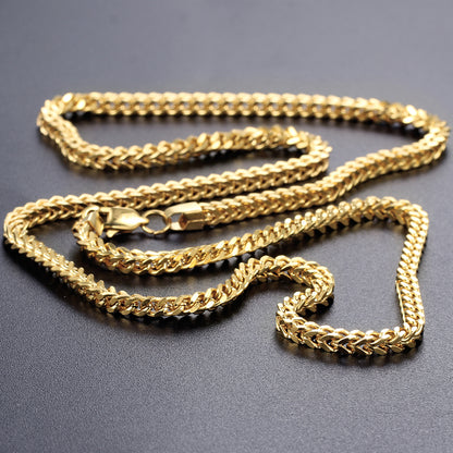 3MM 18K Gold Plated Stainless Steel  Franco Chain Necklace