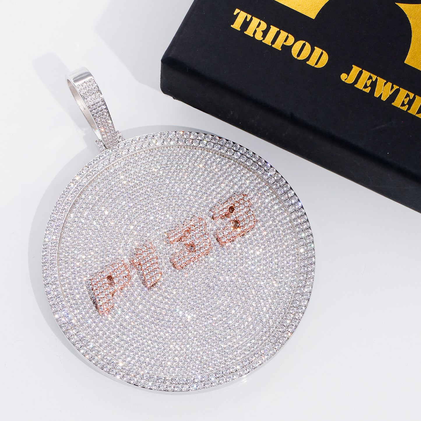 Gold Disc Pendant Set With Diamonds - Letters & Numbers Customized