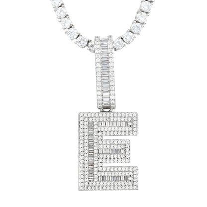 White Gold Plated Cubic Zirconia Initial Pendant | Letter Necklaces