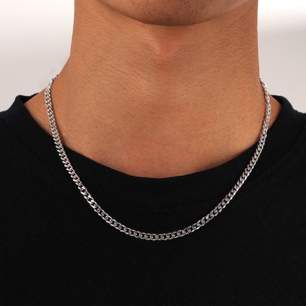 4MM White Gold Miami Micro Cuban Link Chain Necklace
