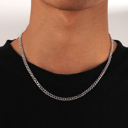 4MM White Gold Miami Micro Cuban Link Chain Necklace