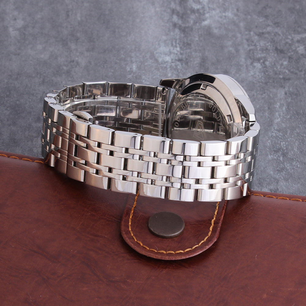 18K Gold Plated Green Dial Stainless Steel Diamond Watch
