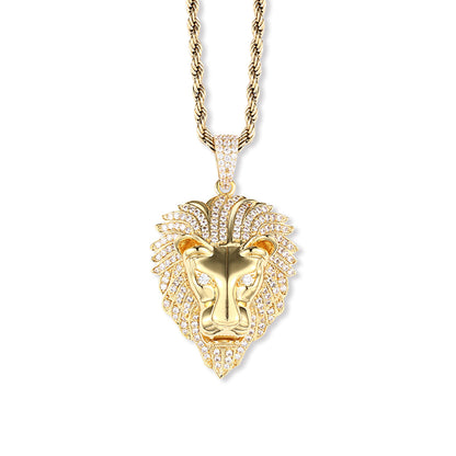 18k/White Gold Iced Out Lion Pendant Hip Hop Jewelry