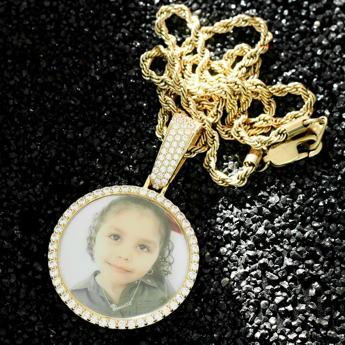 Iced Custom AngeL Wings Photo Pendant
