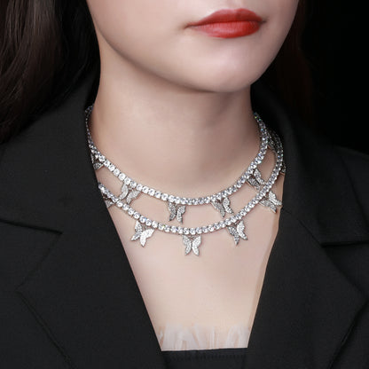 4mm Tennis Chain Butterfly Choker Necklace