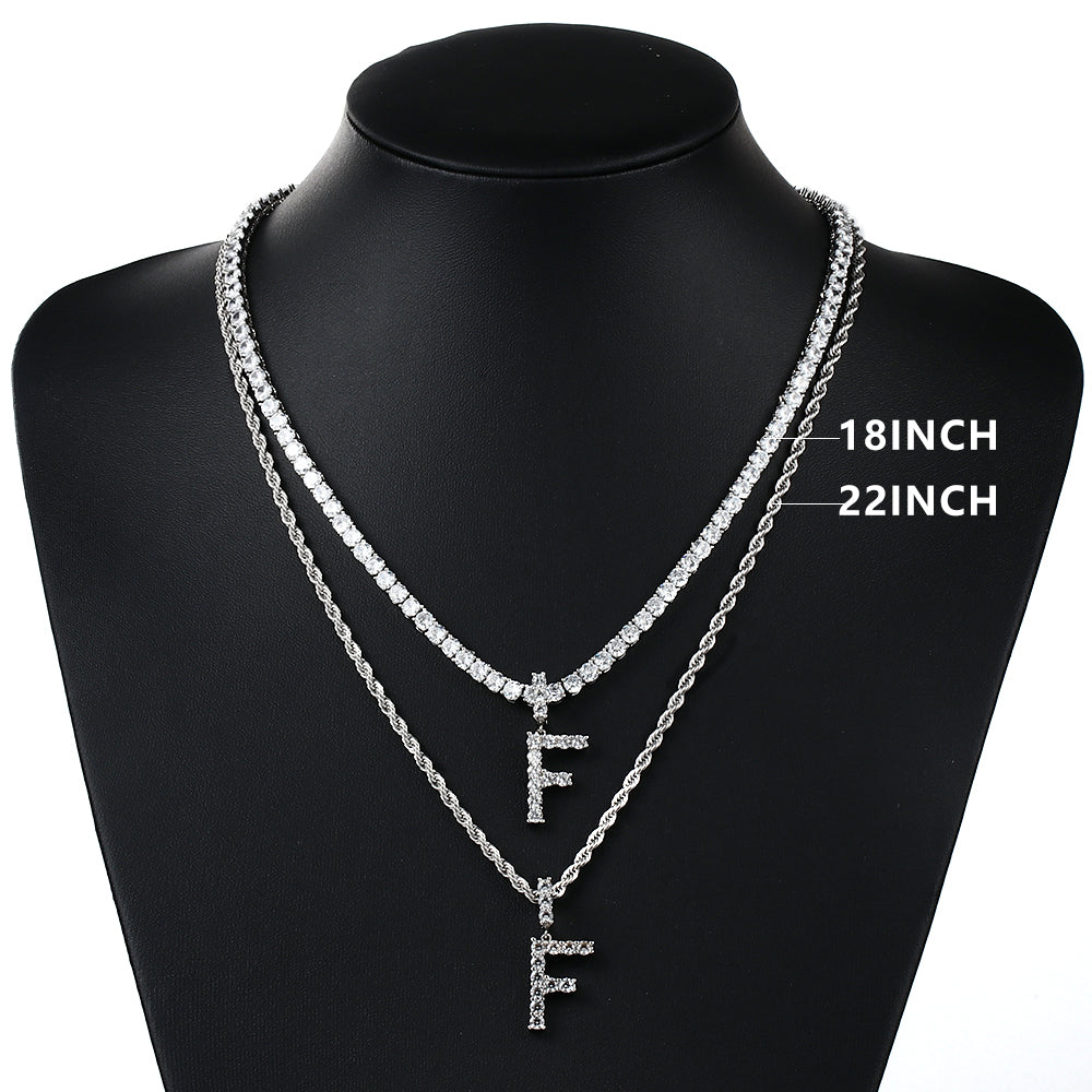 White Gold Personalized  Letter Pendant