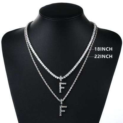 White Gold Personalized  Letter Pendant