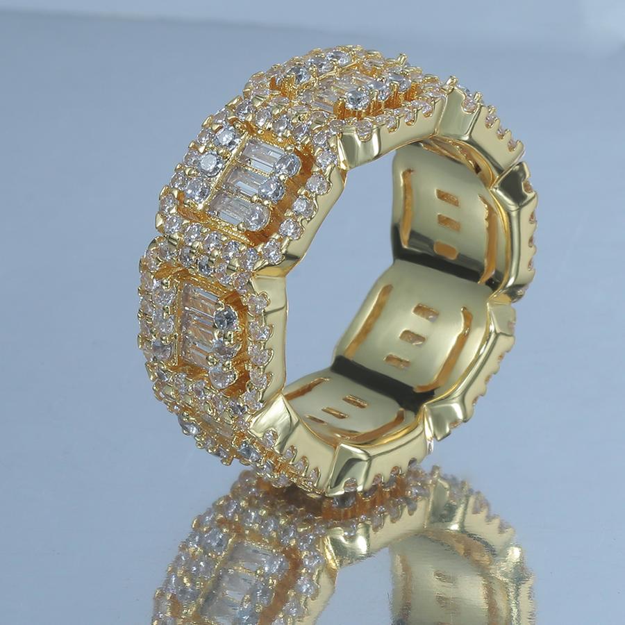 18K/White Hip Hop Cut Halo Ring Tripodjewelry