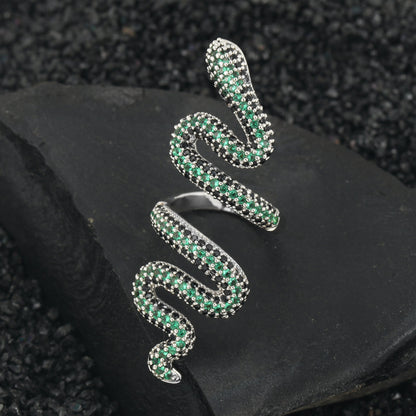 18K/White Gold Iced Snake Ring Tripodjewelry
