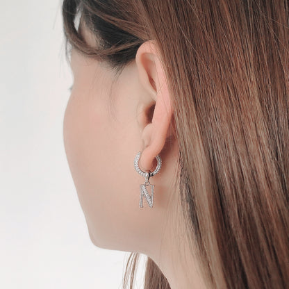 White Gold Iced Out Letter Earrings
