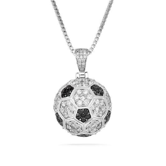 White Gold Iced Football Pendant Necklace Tripodjewelry