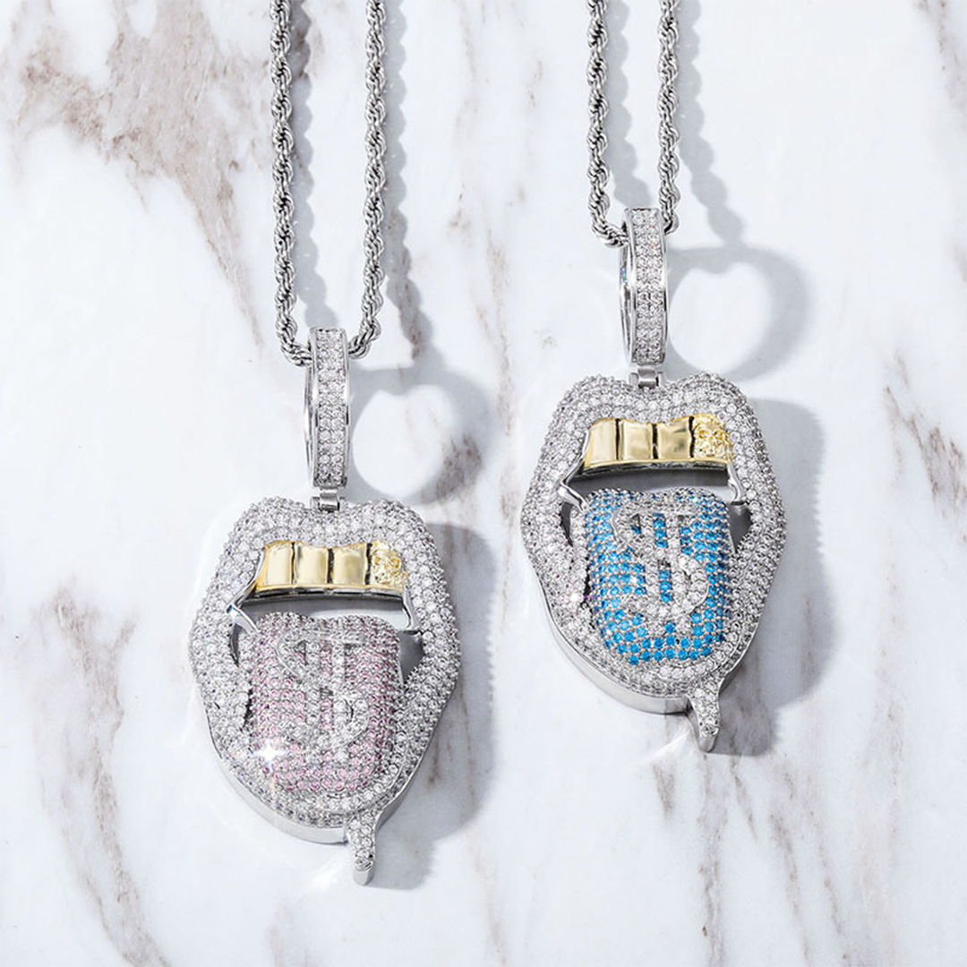Big Mouth Tongue Dollar Hip Hop Pendant