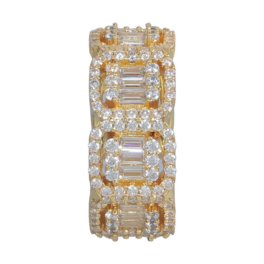 18K/White Hip Hop Cut Halo Ring Tripodjewelry
