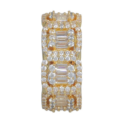 18K/White Hip Hop Cut Halo Ring Tripodjewelry
