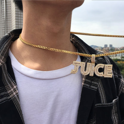 14K/White/Rose Gold Diamond English Letter Juice Pendant