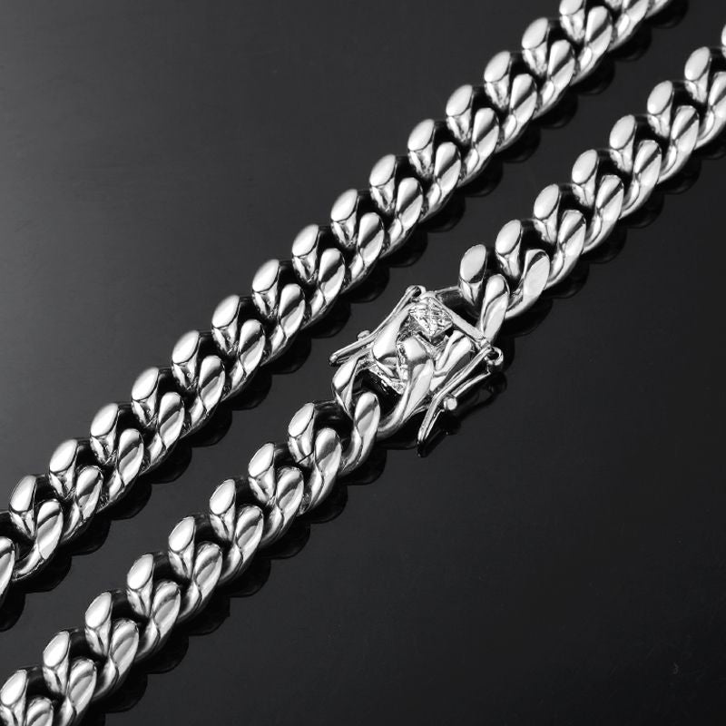 8MM White Gold Plated Miami Cuban Link Bracelet