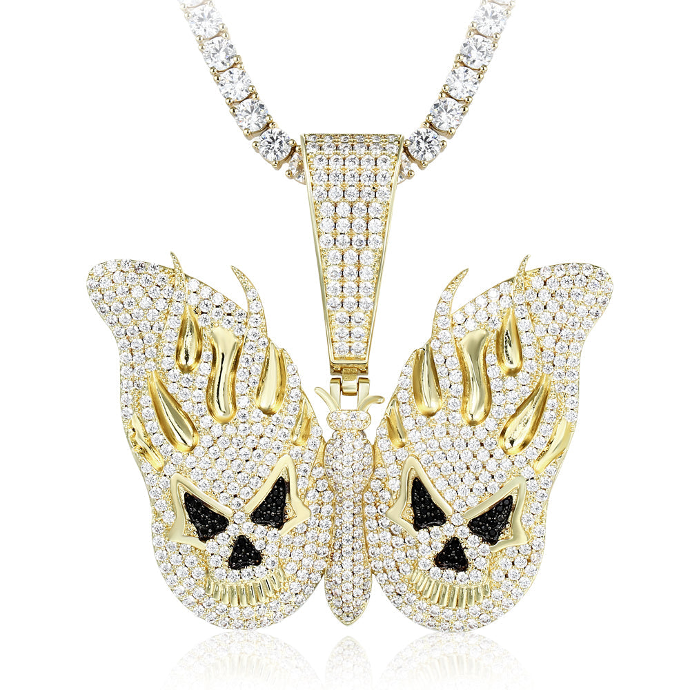 14k Gold Iced Evil Butterfly Pendant Tripodjewelry