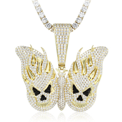 14k Gold Iced Evil Butterfly Pendant Tripodjewelry
