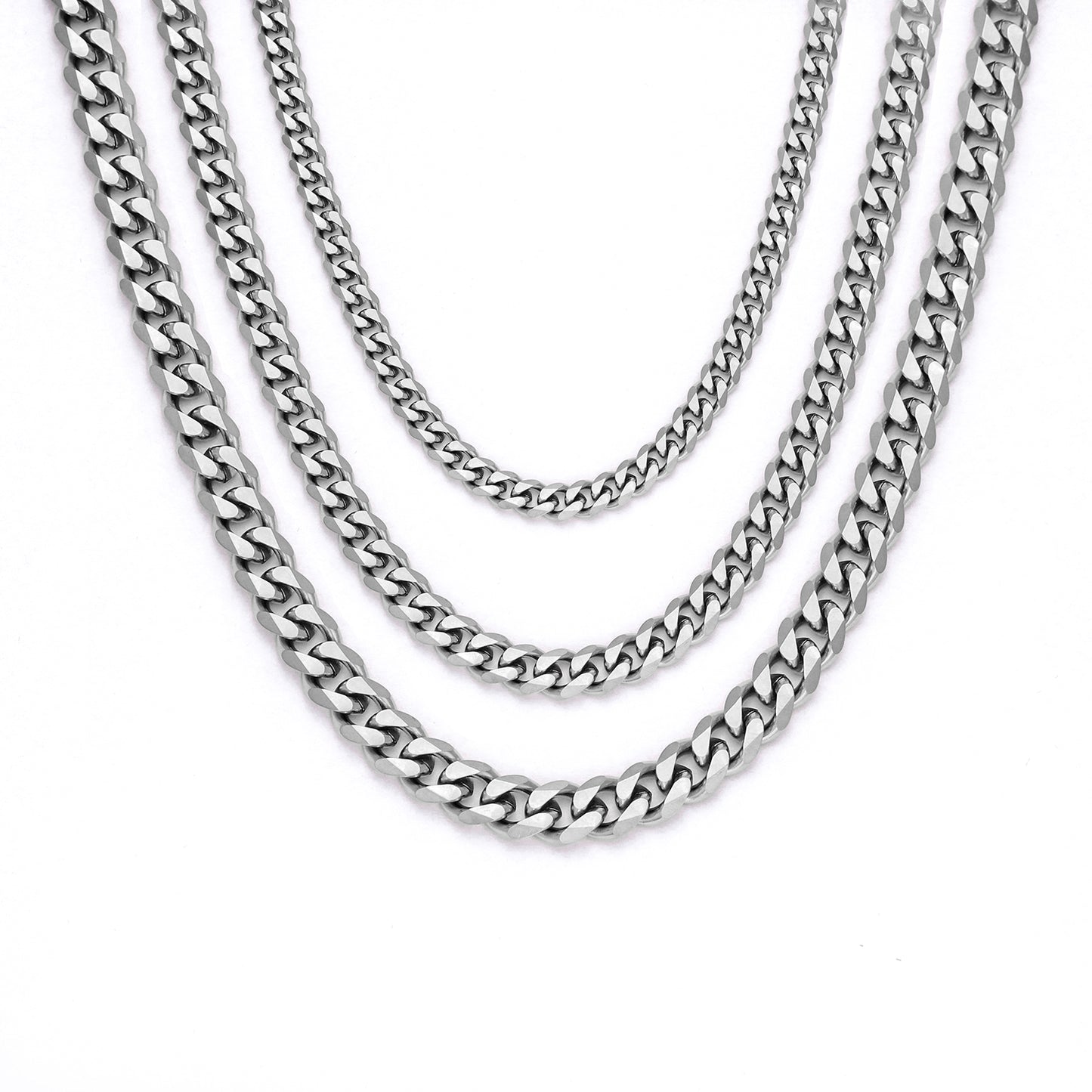 4MM White Gold Miami Micro Cuban Link Chain Necklace