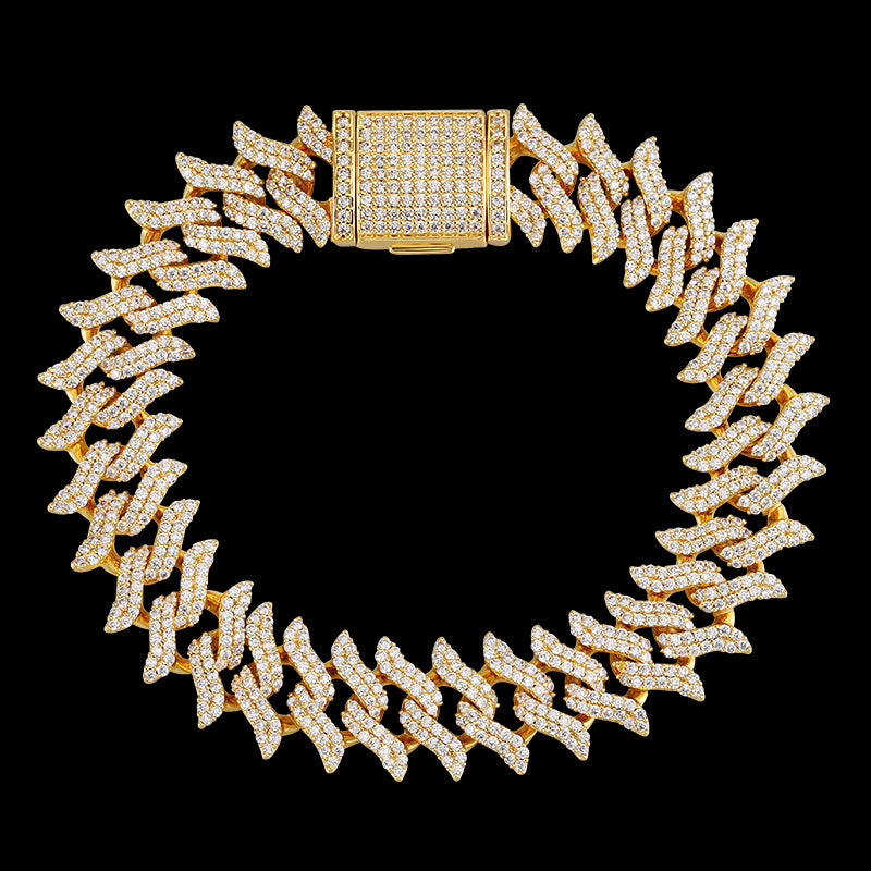 15MM 18K Gold Plated Simulated Iced Out Cuban Link Bracelet