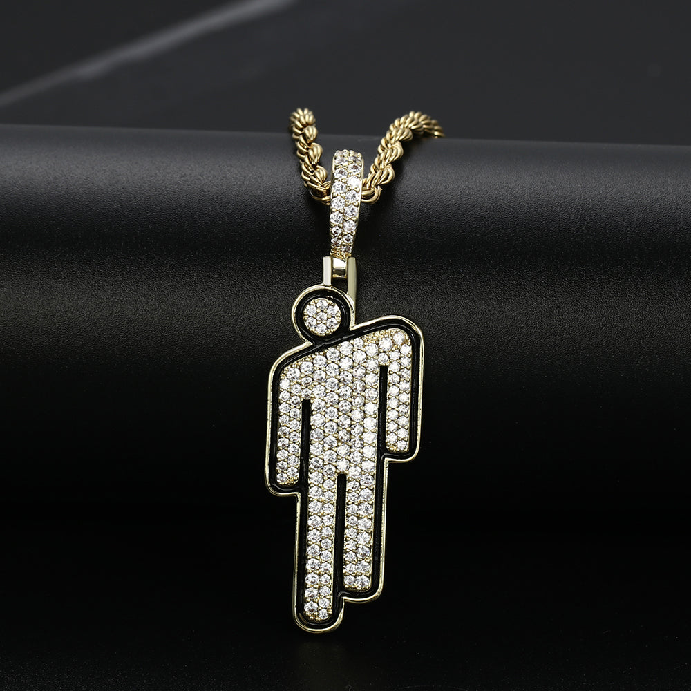14K Gold Iced Out Villain Pendant Tripodjewelry