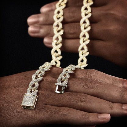18K Gold Diamond Cuba Chain Necklace TRIPOD JEWELRY