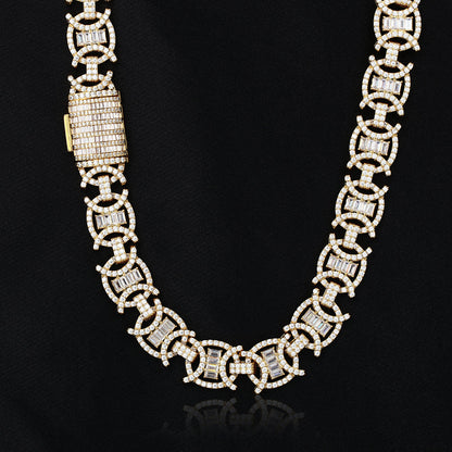 18K Gold Plated Iced Out Round Design Fashion Link Chain Tripodjewelry