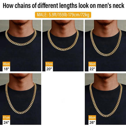 12MM 18K Gold Plated Miami Cuban Link Chain And Bracelet  Set