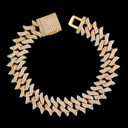 15MM 18K Gold Plated Simulated Iced Out Cuban Link Bracelet