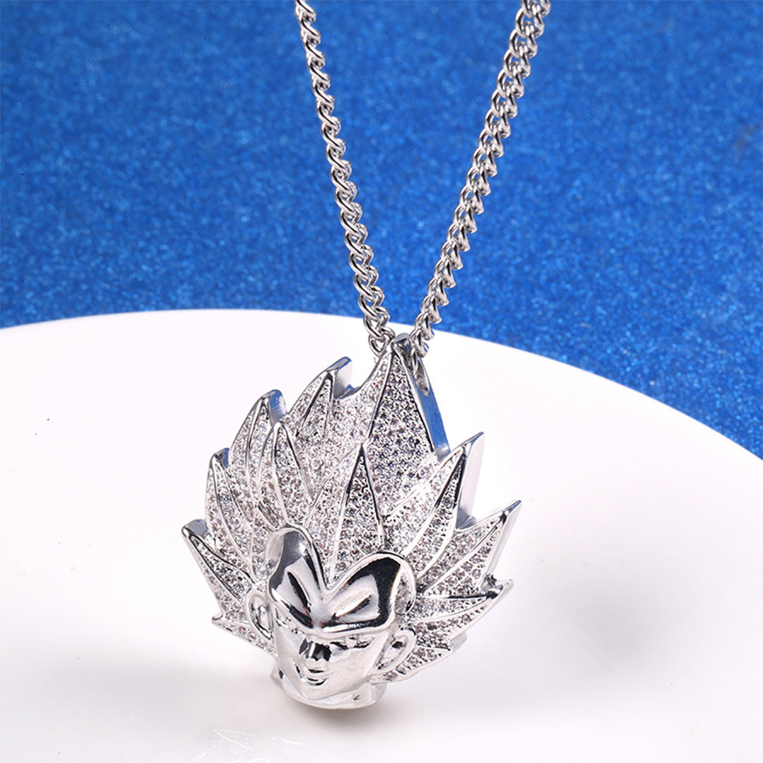 White Gold Iced Out Super Saiyan Pendant Tripodjewelry