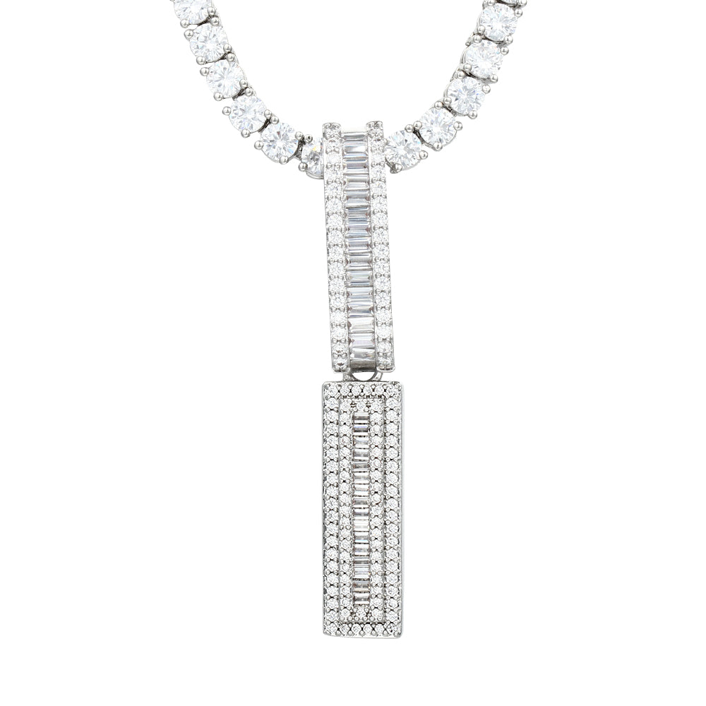 White Gold Plated Cubic Zirconia Initial Pendant | Letter Necklaces