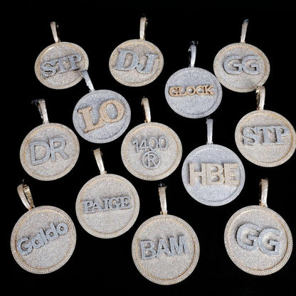 CUSTOM LETTER NECKLACE 3D BIG DISC Pendant