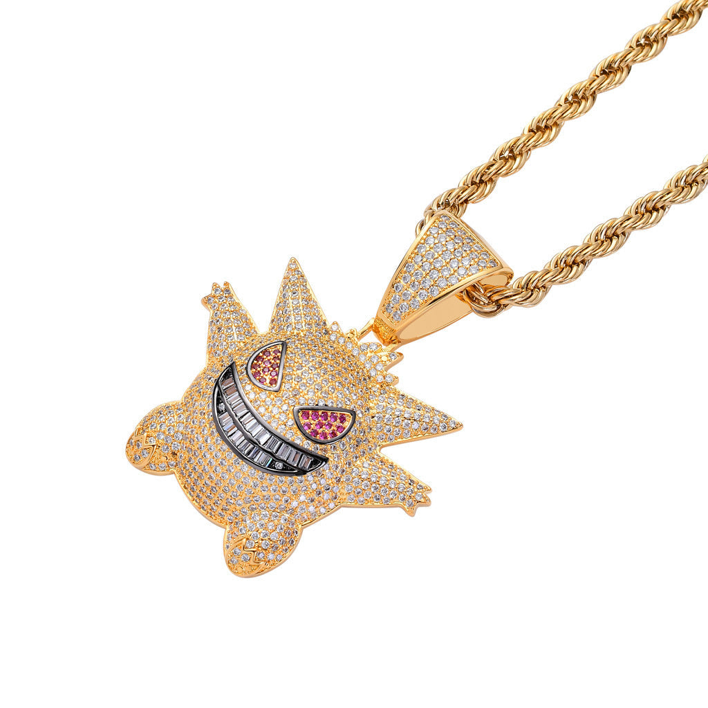 18k Gold Iced Gengar Pendant Tripodjewelry