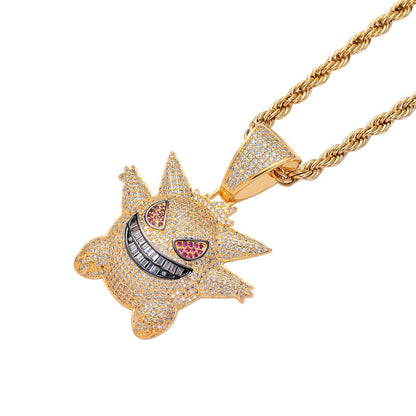 18k Gold Iced Gengar Pendant Tripodjewelry