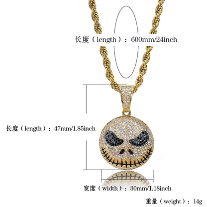 18K Gold Iced Jack Skellington Pendant For Men Tripodjewelry