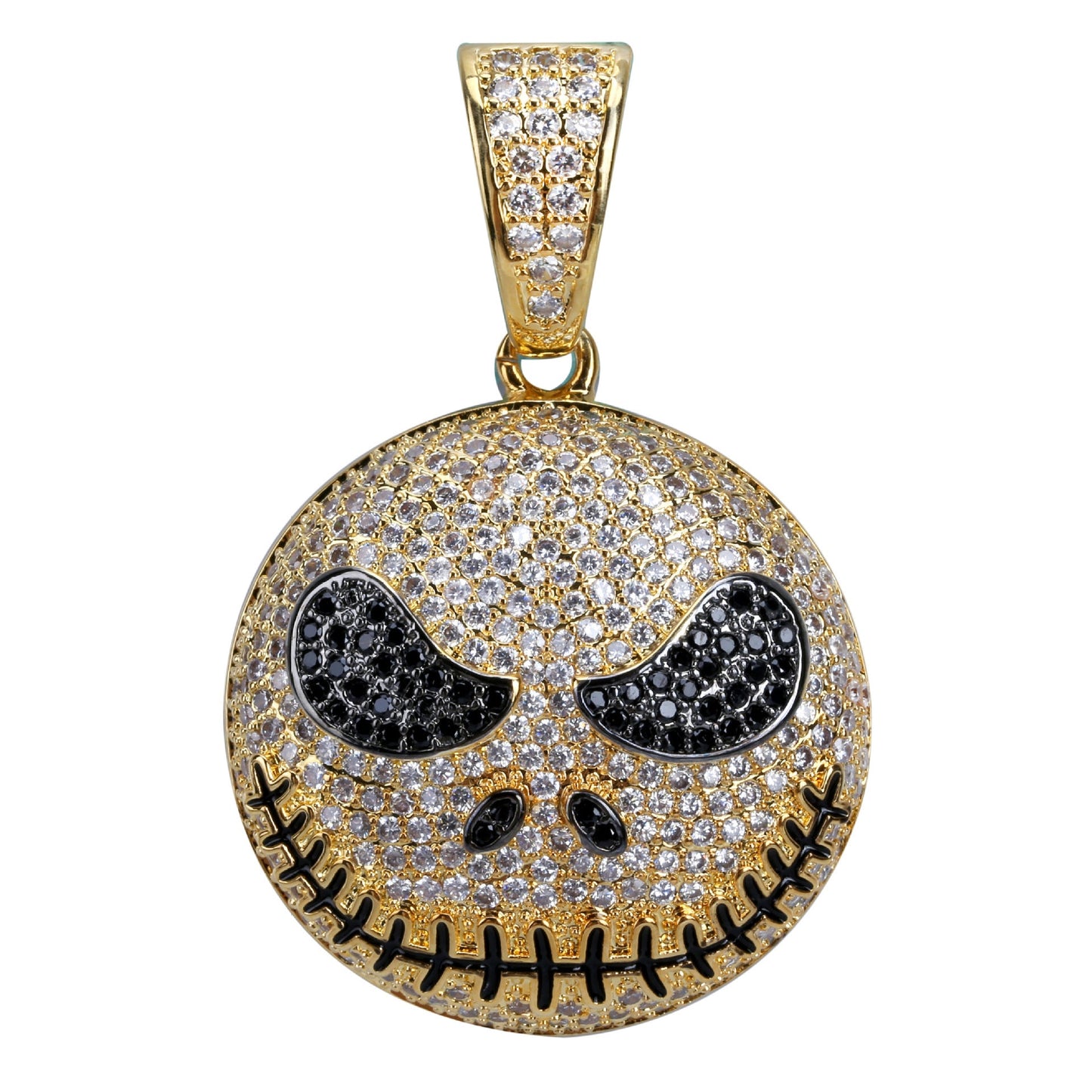 18K Gold Iced Jack Skellington Pendant For Men Tripodjewelry