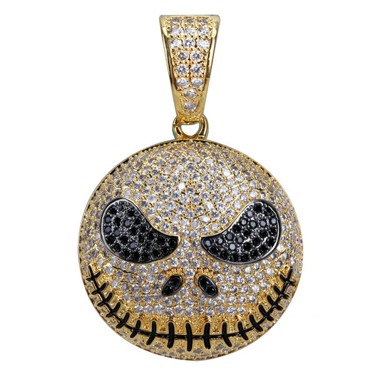 18K Gold Iced Jack Skellington Pendant For Men Tripodjewelry