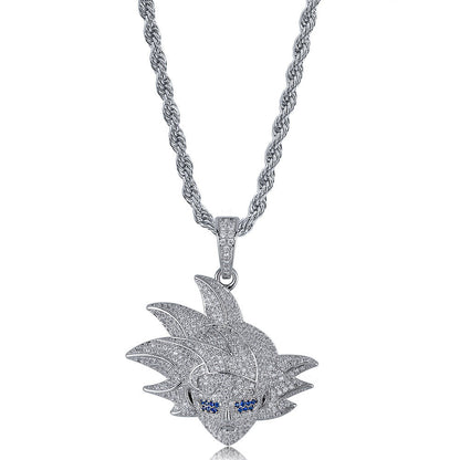 White Gold Iced Goku Pendant Tripodjewelry