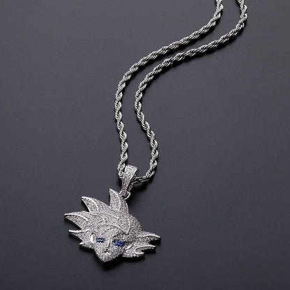 White Gold Iced Goku Pendant Tripodjewelry
