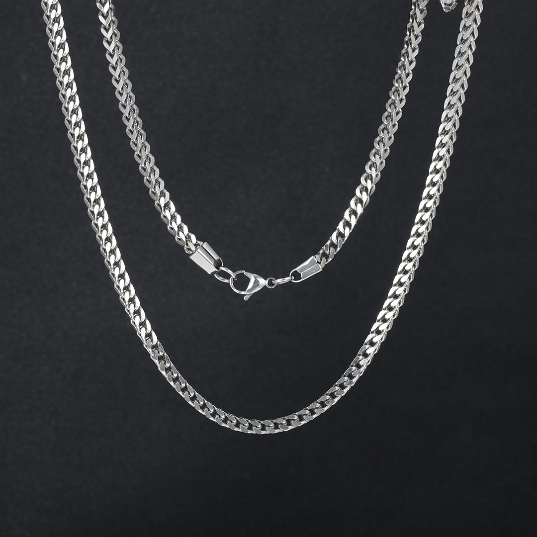 3MM White Gold Plated Stainless Steel  Franco Chain Necklace