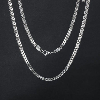 3MM White Gold Plated Stainless Steel  Franco Chain Necklace