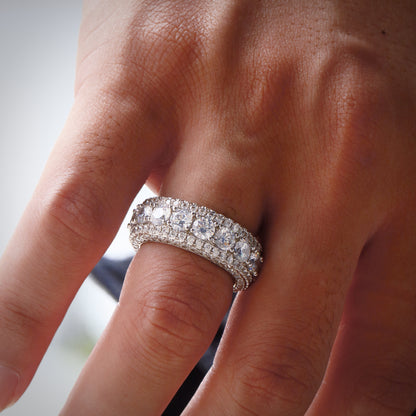 White Gold Iced Out White Stone Hip Hop Ring