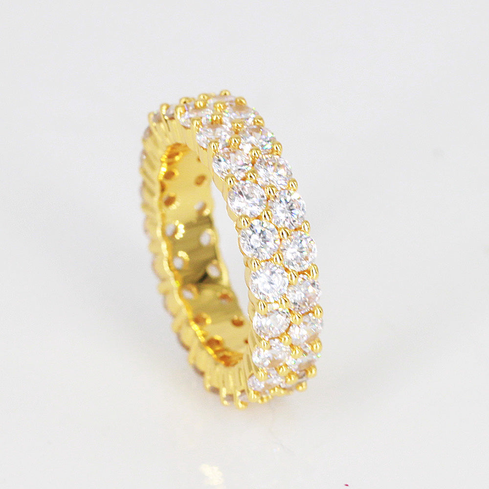 14K Gold Dual Eternity Ring Tripodjewelry