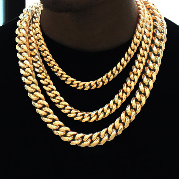 18K Gold Plated Miami Cuban Link Chain Necklace