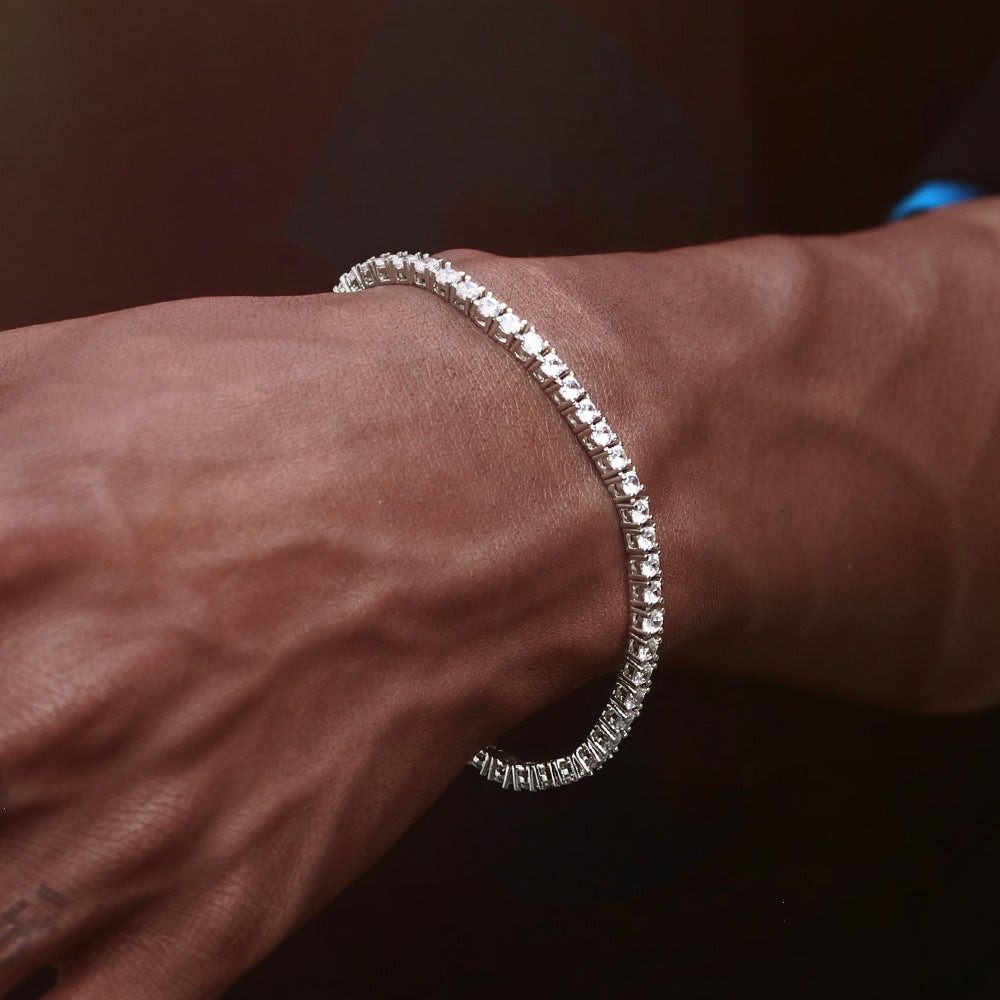 3MM White Gold Plated Tennis Bracelet Tripodjewelry