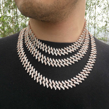 18MM 2 Tone Plated Simulated Iced Out Miami Cuban Link Chain Necklace - Tripodjewelry