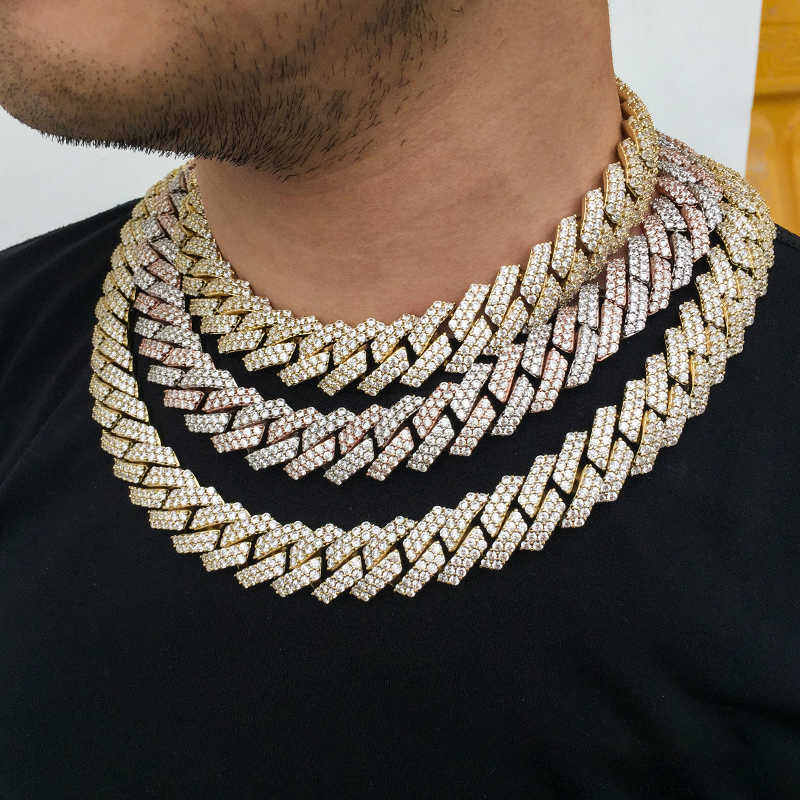 19MM 2 Tone Plated Prong Iced Out Cuban Link Chain Necklace - Tripodjewelry