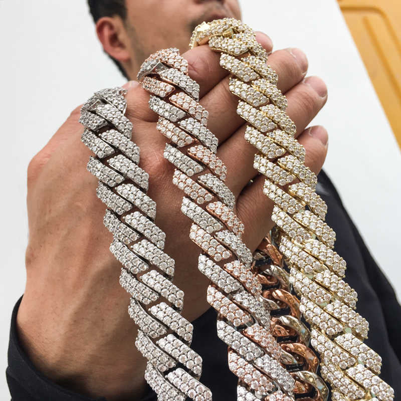 19MM 2 Tone Plated Prong Iced Out Cuban Link Chain Necklace - Tripodjewelry